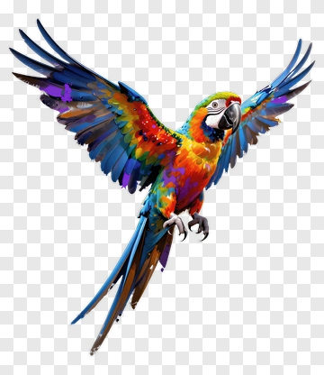 Colorful Macaw Parrot In Flight PNG