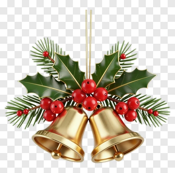 Christmas Bells With Holly And Berries PNG