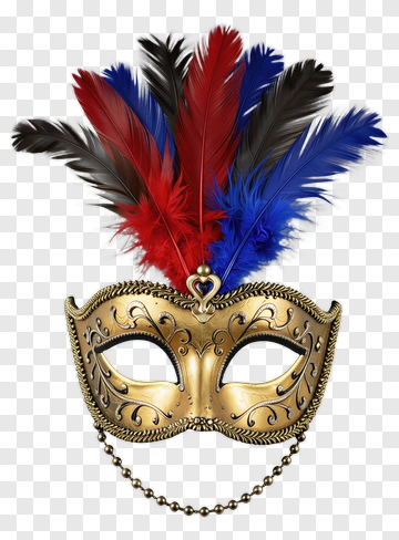 Golden Mask With Colorful Feathers PNG
