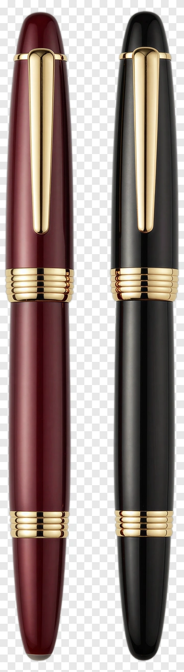 Luxury Fountain Pens In Black And Burgundy PNG