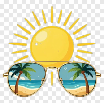 Sunglasses With Beach Reflection And Sun PNG