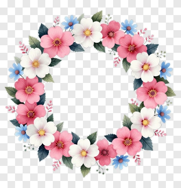 Floral Wreath With Pink And White Flowers PNG
