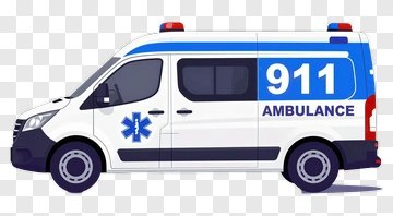 Ambulance With 911 Emergency Number PNG