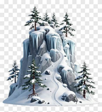 Snowy Mountain With Pine Trees PNG