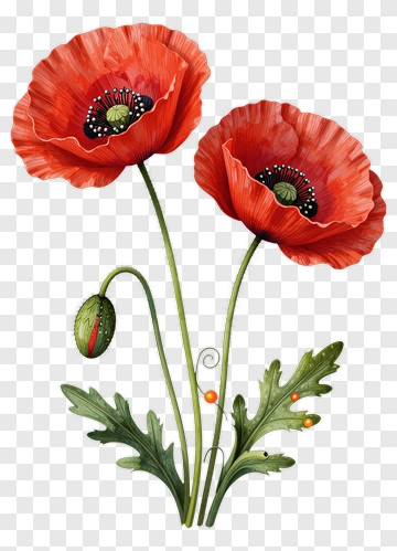 Red Poppy Flowers PNG