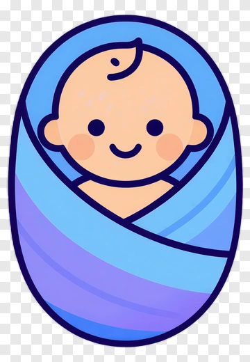 Cartoon Baby Wrapped In A Blue Blanket PNG