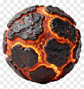 3D Lava Rock Sphere PNG