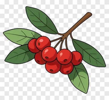 Cartoon Berry Branch With Leaves PNG