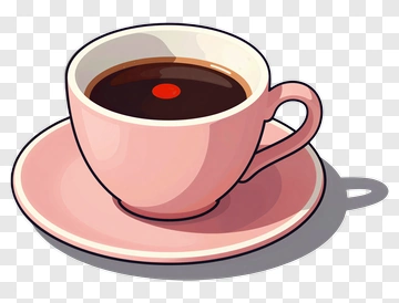 Pink Coffee Cup With Black Coffee PNG