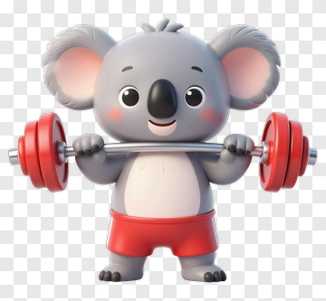 Cartoon Koala Lifting Weights PNG