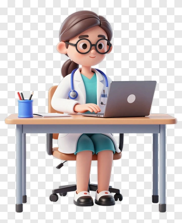 3D Doctor Working On A Laptop PNG