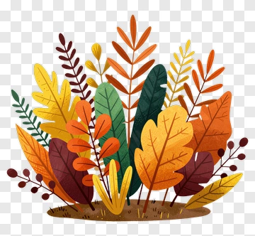 Colorful Autumn Leaves Arrangement PNG