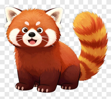 Cartoon Red Panda Sitting Happily PNG