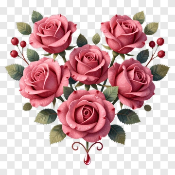 Heart-Shaped Bouquet Of Roses PNG