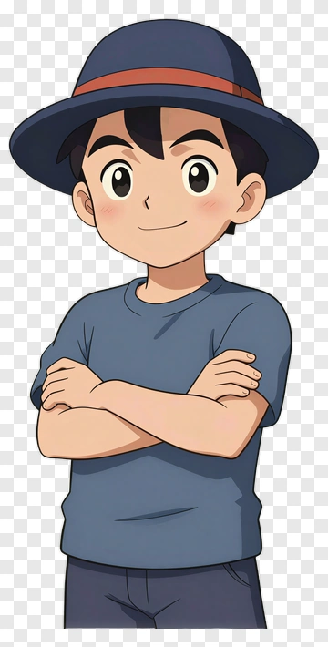 Cartoon Boy Wearing A Hat PNG