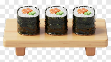 Sushi Rolls On A Wooden Plate PNG