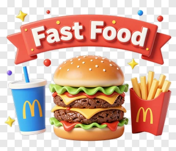 Fast Food Hamburger With Fries And Drink PNG