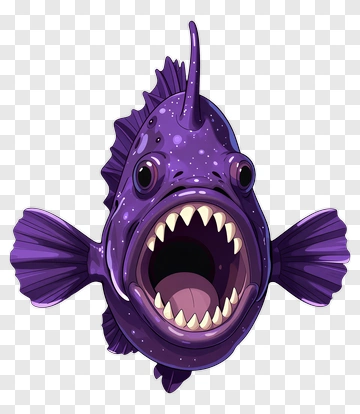 Cartoon Purple Fish With Open Mouth PNG