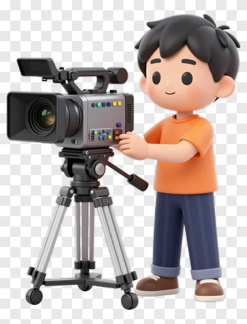 3D Boy Using A Video Camera PNG
