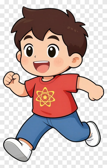 Cartoon Boy Running In A Red T-Shirt PNG