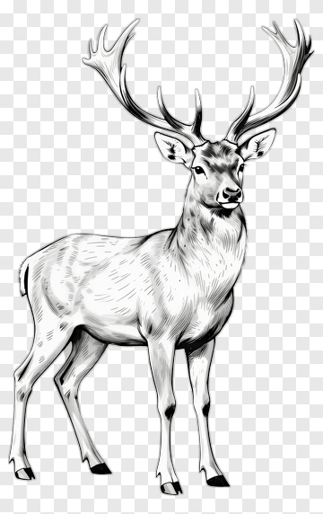 Illustration Of A Deer With Antlers PNG