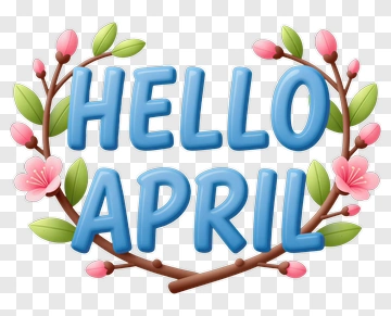 Hello April Floral Design PNG