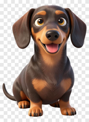 Cartoon Dachshund Sitting And Smiling PNG