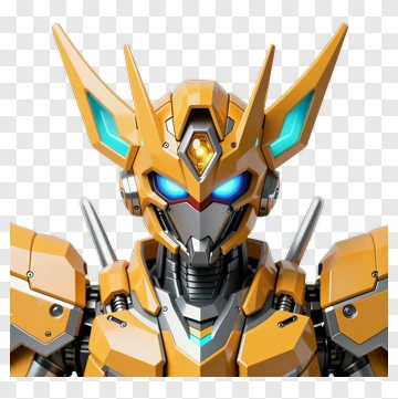 3D Robot Character With Blue Eyes PNG