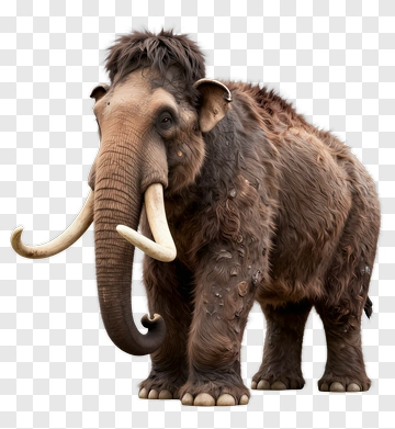 3D Mammoth With Curved Tusks PNG