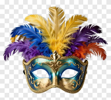Colorful Feathered Carnival Mask PNG