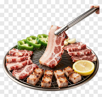 Grilled Meat Platter With Tongs And Vegetables PNG