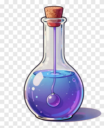 Cartoon Potion Bottle With Purple Liquid PNG