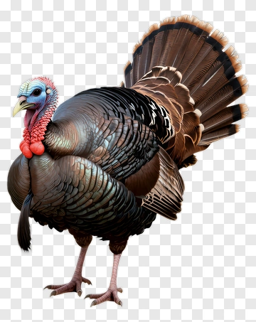 Realistic Turkey With Colorful Feathers PNG