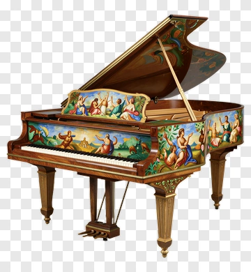 Decorative Grand Piano With Artistic Design PNG