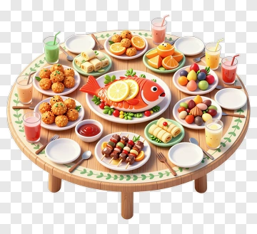Festive Table With Assorted Dishes And Drinks PNG