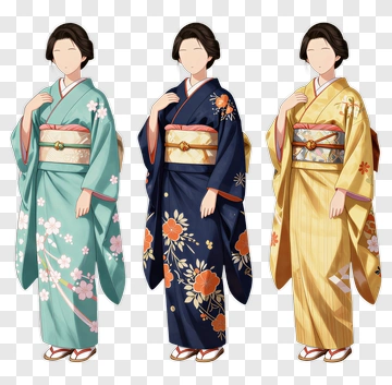 Women In Colorful Kimono Outfits PNG