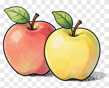 Colorful Apples With Leaves PNG