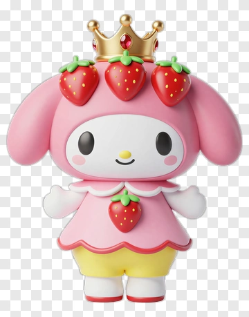 Strawberry Character With Crown PNG