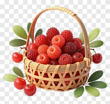 Basket Filled With Red Berries PNG