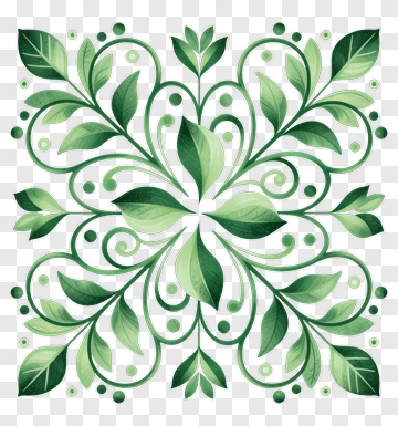 Floral Pattern With Green Leaves PNG