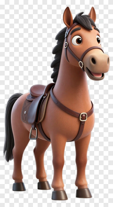 3D Cartoon Horse With Saddle PNG