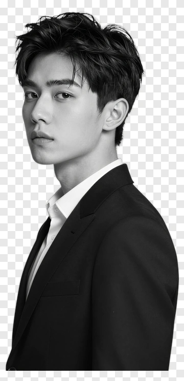 Young Man In Black Suit PNG