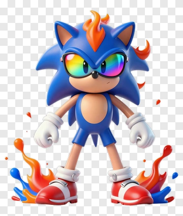 Cartoon Hedgehog Character With Colorful Flames PNG