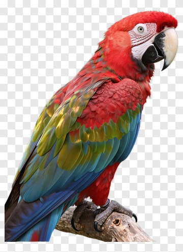 Colorful Macaw Parrot Perched On A Branch PNG