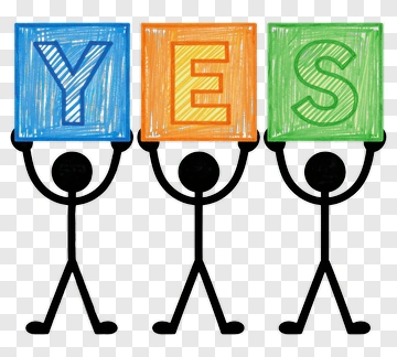 Stick Figures Holding Yes Signs PNG
