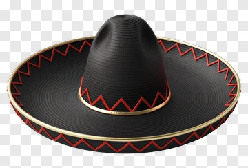 Black Sombrero With Red Trim PNG