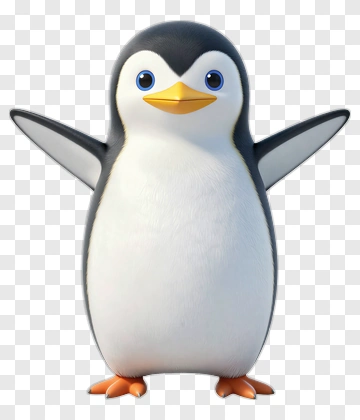 Cartoon Penguin With Outstretched Wings PNG