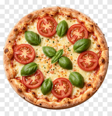 Pizza Topped With Tomatoes And Basil PNG
