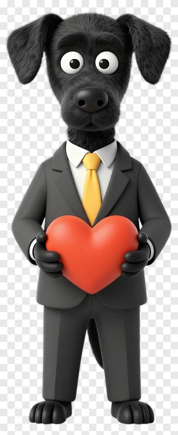 Cartoon Dog Holding A Heart PNG