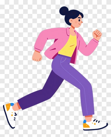 Cartoon Woman Running PNG